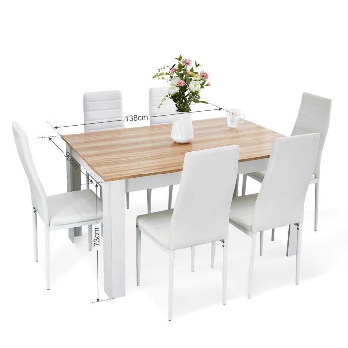 Mondeer - Set da pranzo con tavolo e 6 sedie, tavolo da pranzo, tavolo da cucina, per sala da pranzo, cucina - Rosso