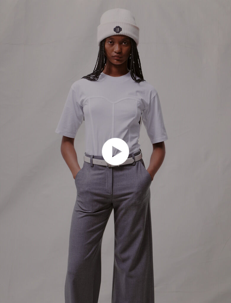 Tricou cu efect de corset - Alb