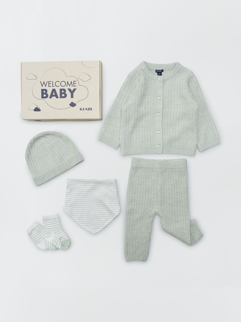 5-delige 'Welkom Baby' geboortedoos - Unisex - Celadongroen