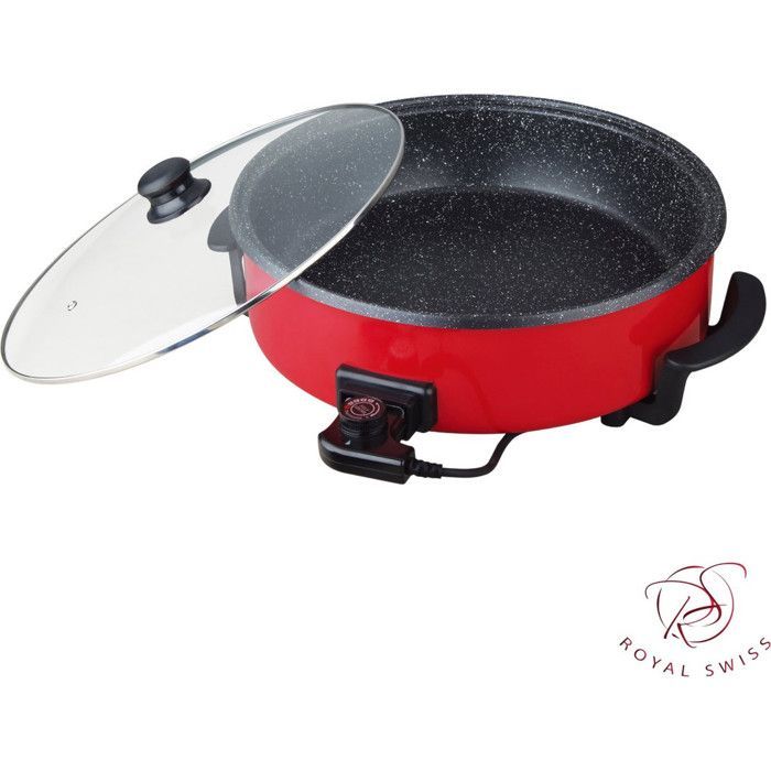 Electric saucepan - ROYAL SWISS - 42 cm - Red - 1500 W - Adjustable thermostat