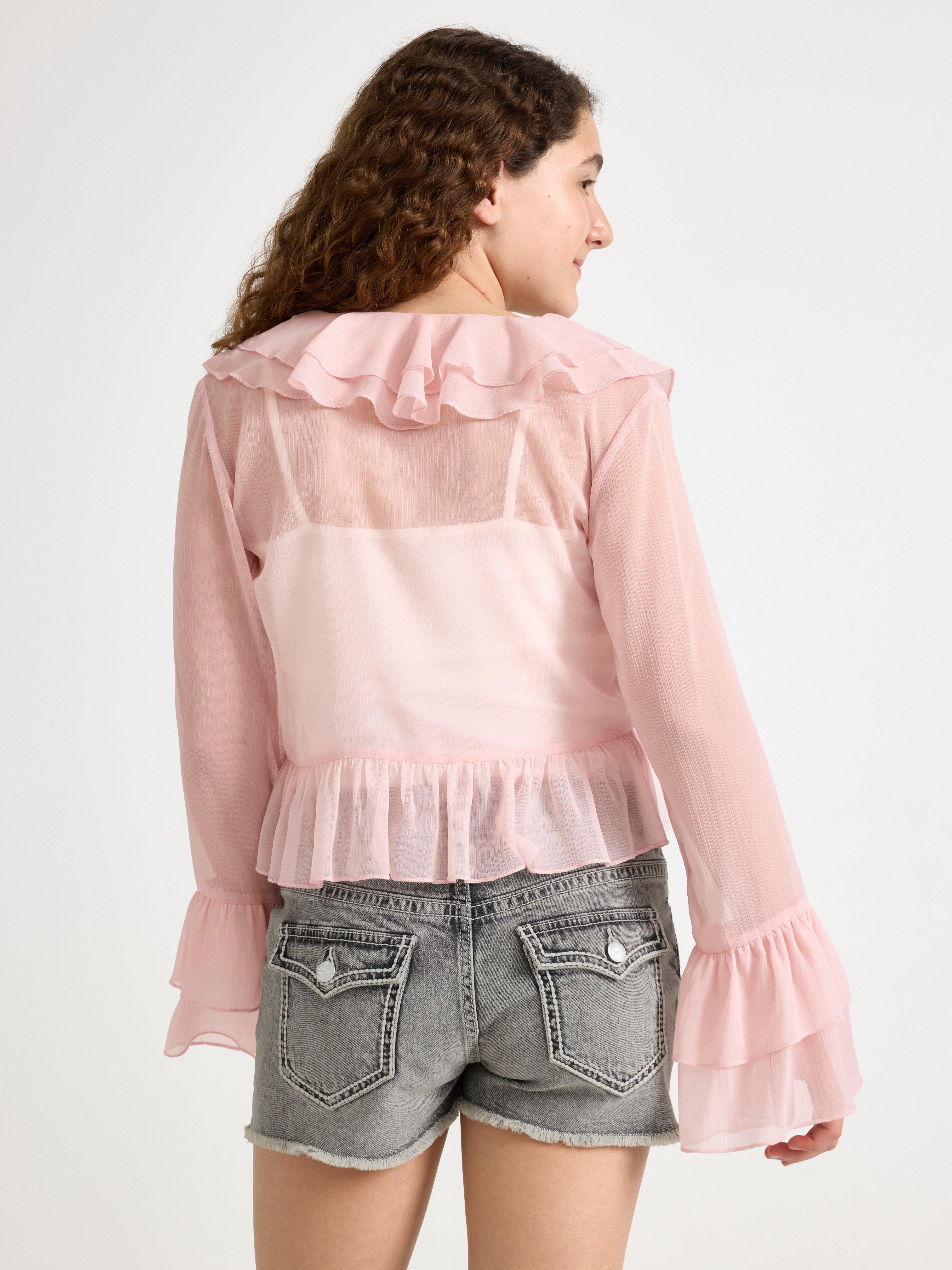 Blus i chiffong Rosa Claro Acinzentado