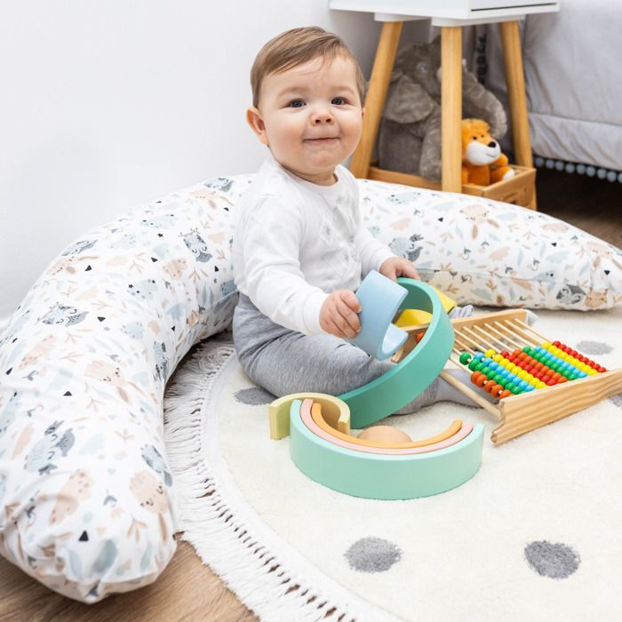 Almohada de lactancia XXL, almohada para dormir de lado - Algodón, almohada de embarazo y posicionamiento para adultos, diseño de búho