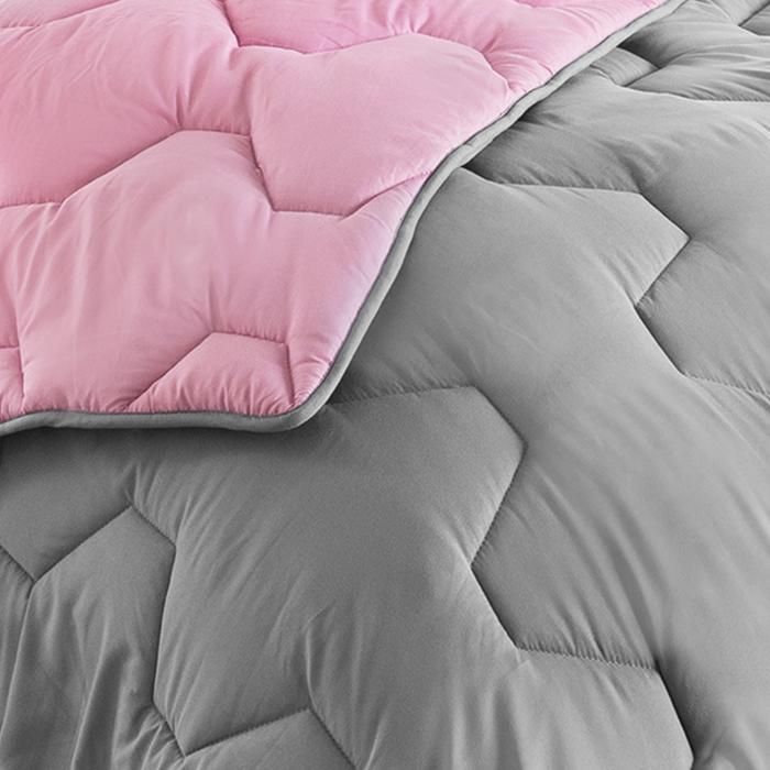 Edredón IDMARKET ABBY 220x240 cm, bicolor rosa y gris, 300 g