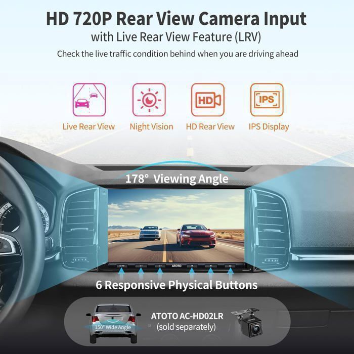 ATOTO A6 Rádio Automotivo Android de 7
