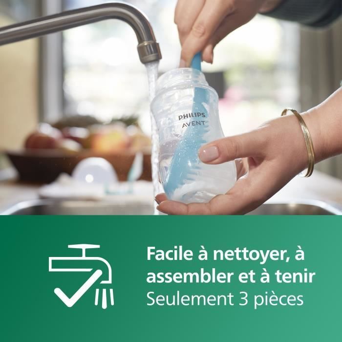 Pasgeborenenset - PHILIPS AVENT - Natuurlijk glas 3.0 - Glazen fles van 120 ml + 2 flessen van 240 ml + Ultrazachte fopspenen 0-6 maanden