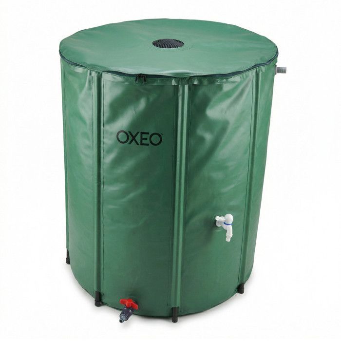 Réservoir récupérateur eaux de pluie 550 Litres cuve souple PVC armé - Pliable - Avec Robinet et Soupape de Décharge - Filtre