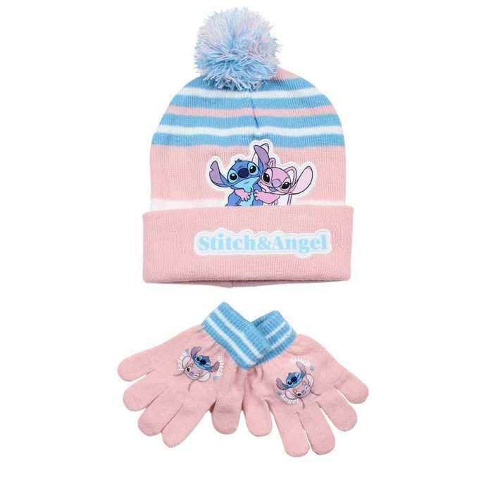 Conjunto de invierno de 2 piezas - STITCH - Lilo & Stitch - Gorro y guantes - Talla 54 cm - Rosa