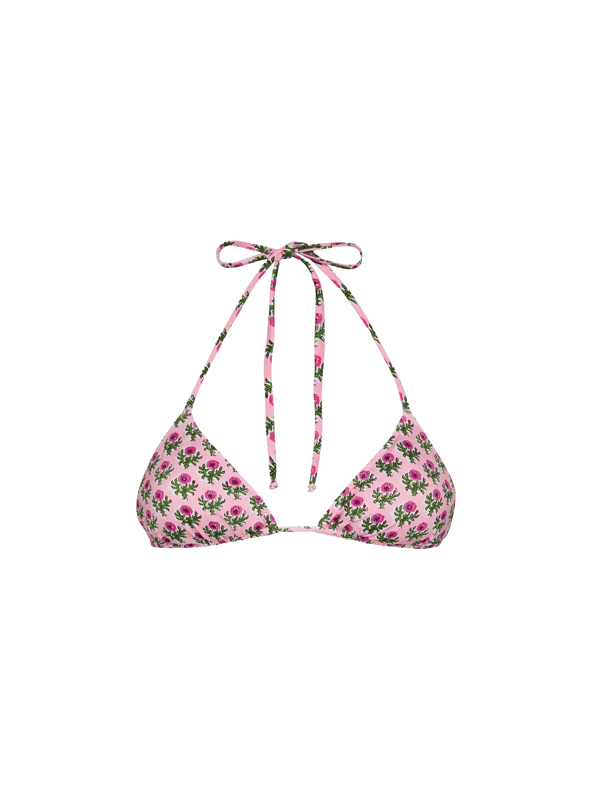 Top de bikini triangular con estampado floral Leah
