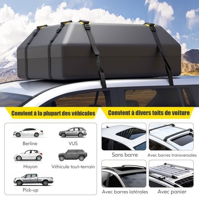 Bolsa impermeable para techo de coche - COSTWAY - 400L - 12 correas - Sistema de cierre - Alfombrilla antideslizante
