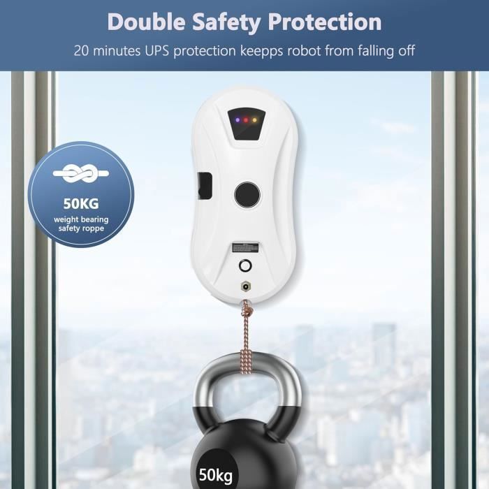 Robot limpiacristales DARMOWADE - 5600 Pa - 3 modos automáticos - Control remoto - Depósito de 35 ml