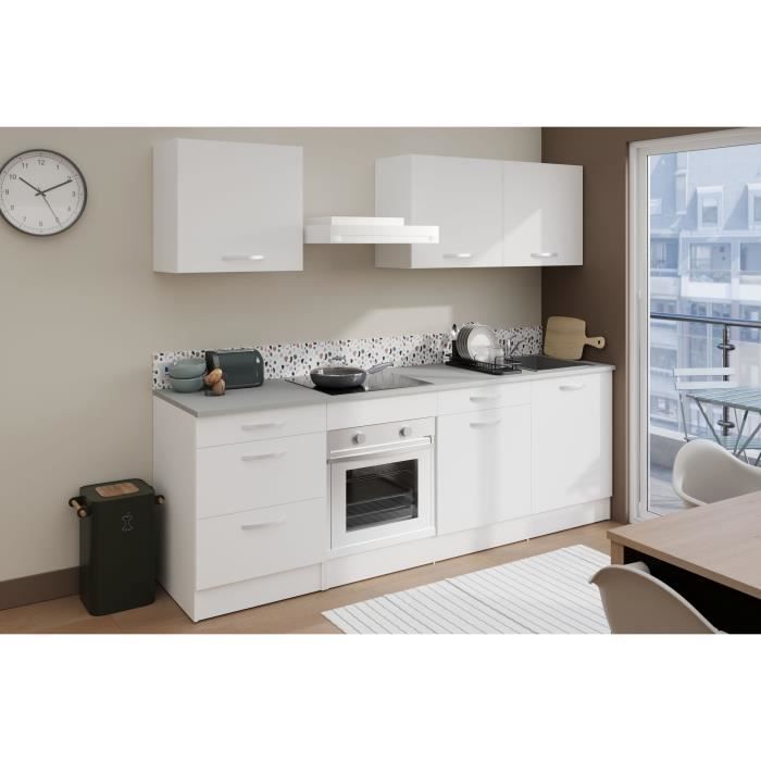 Cocina completa OSLO - 240 cm de ancho - Blanca - Encimera incluida