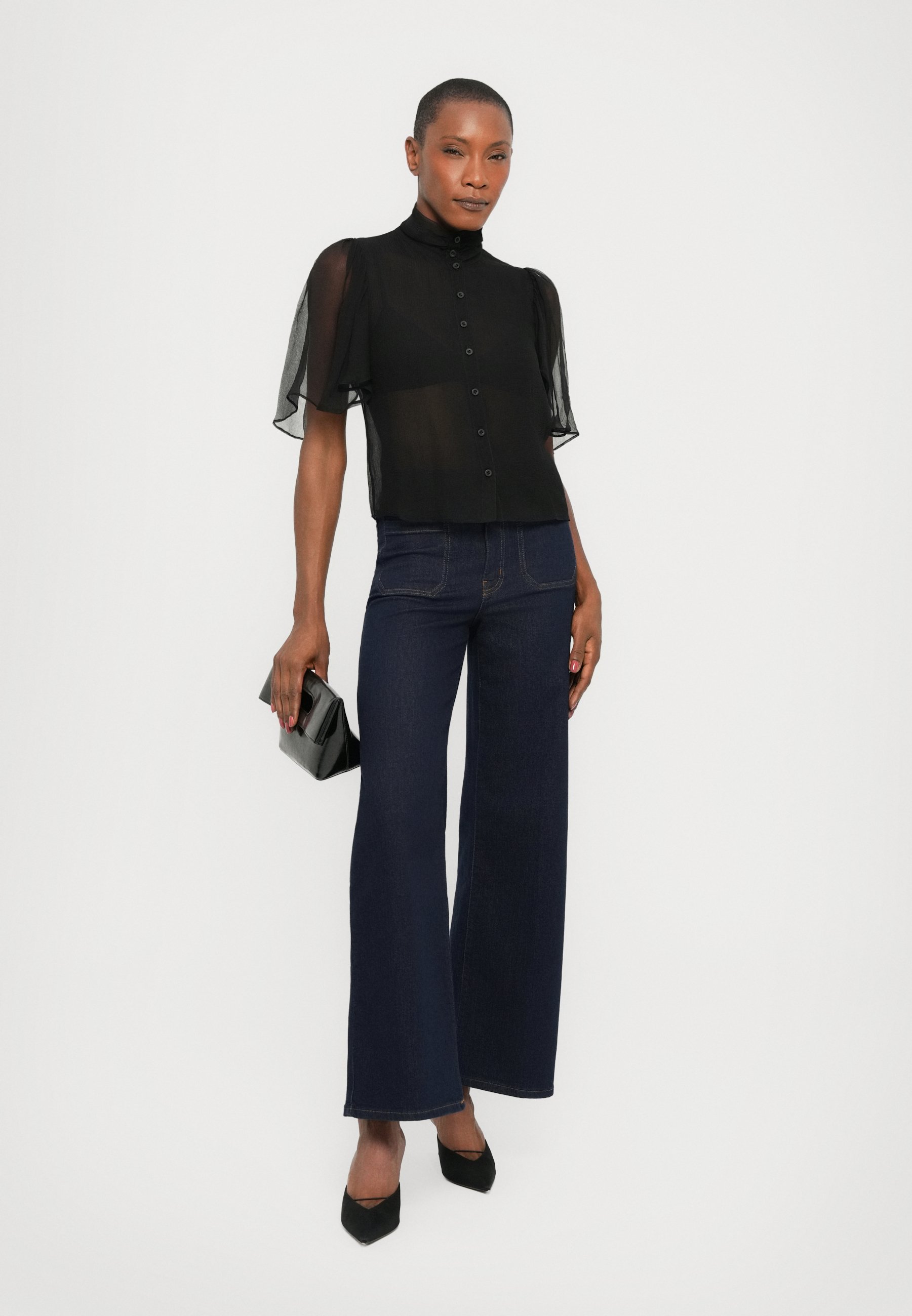 FRAME LE SLIM PALAZZO MODERNIST POCKET - Jeans a zampa - risciacquare