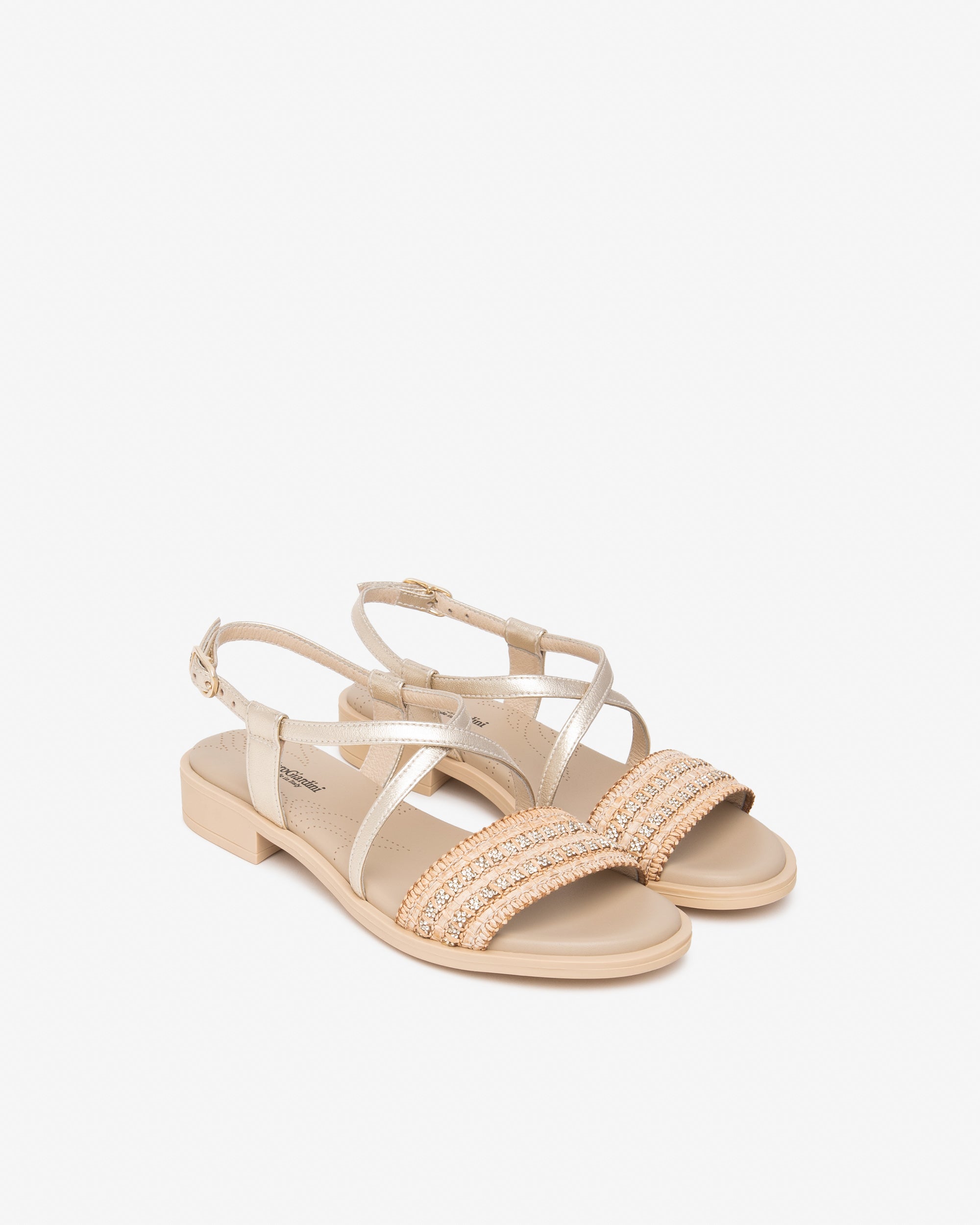  Damen-Sandalen aus Leder und Stoff