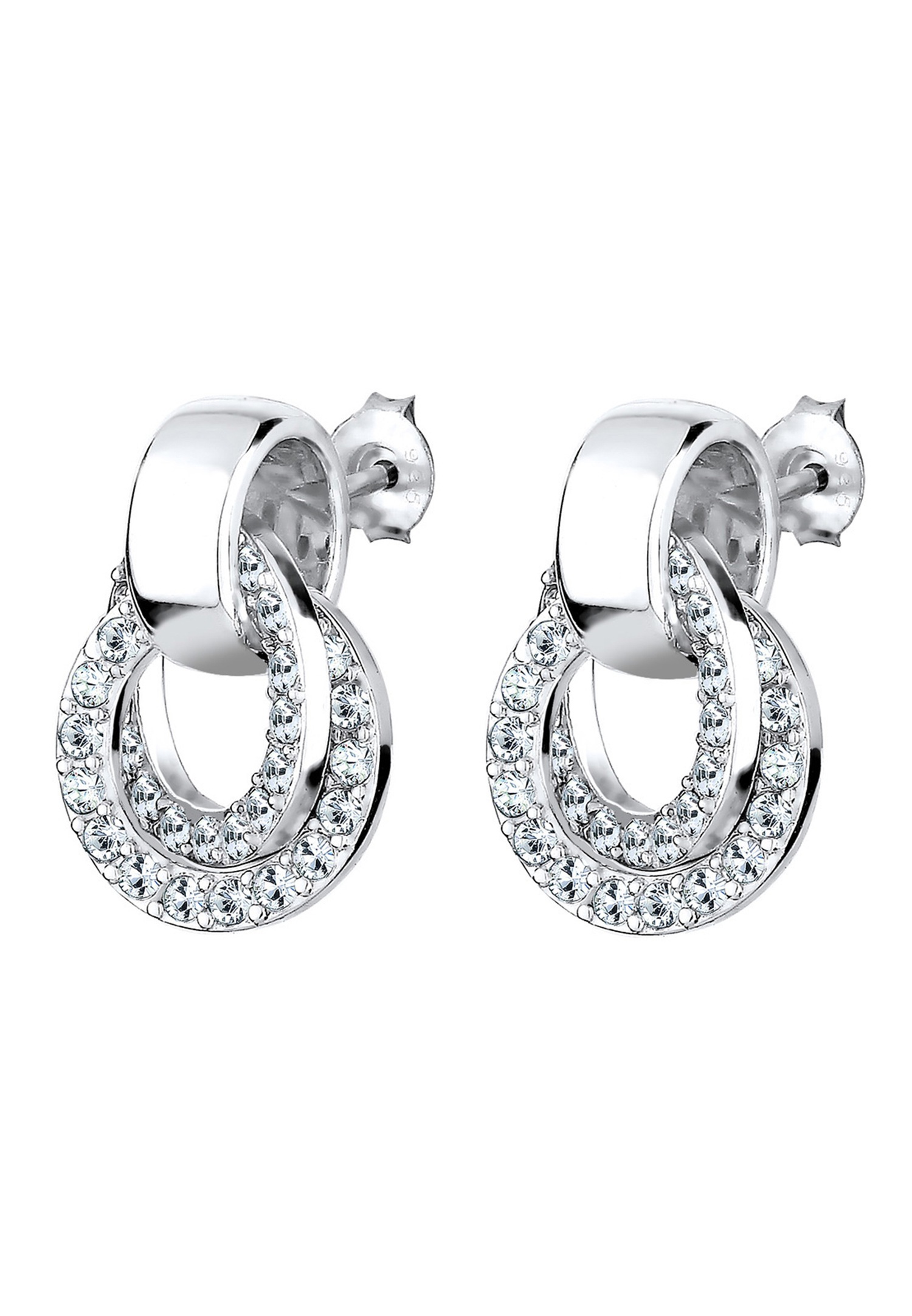 Elli Femmes Cercle Rond Glamour avec cristaux en argent sterling 925