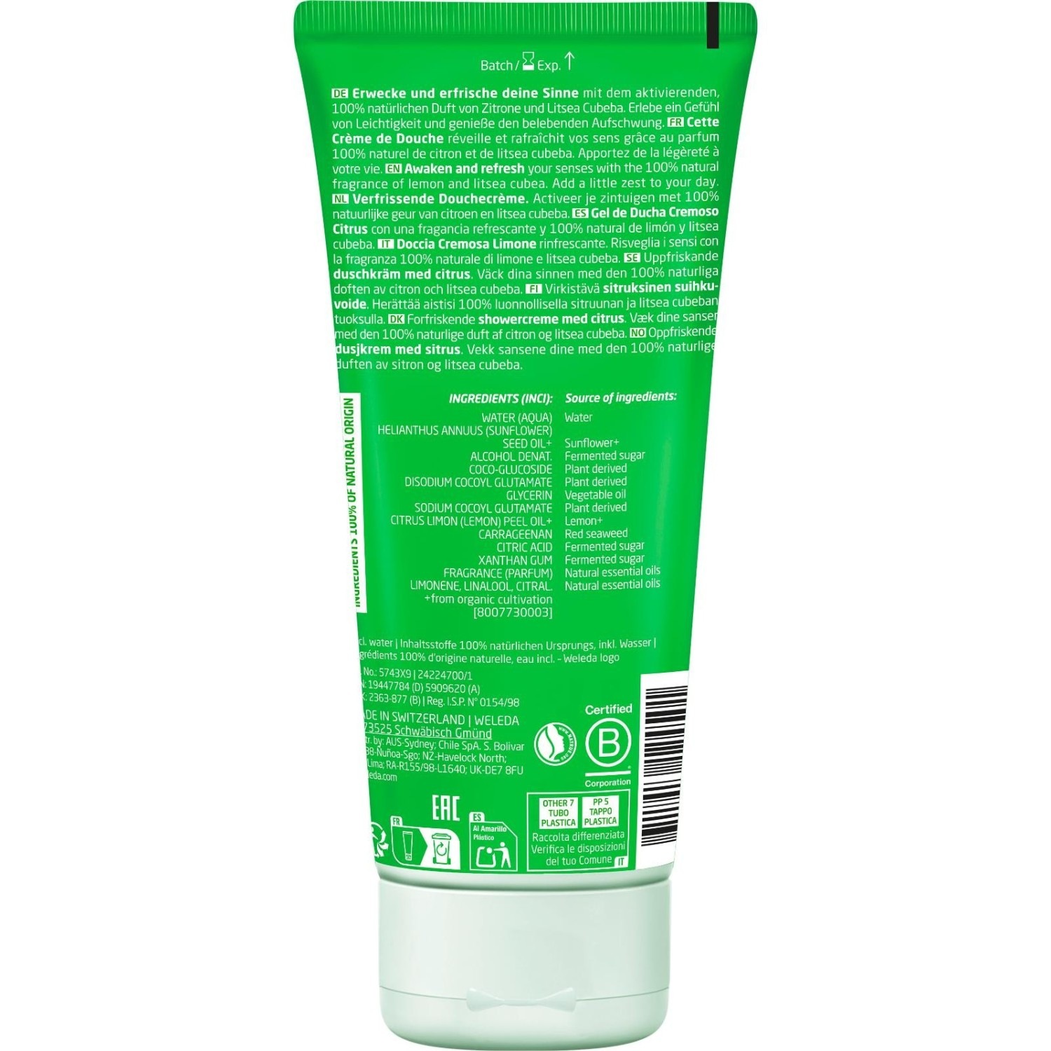 Weleda Reinigende Crème Citrus Verfrissende Douchecrème - 200 ml