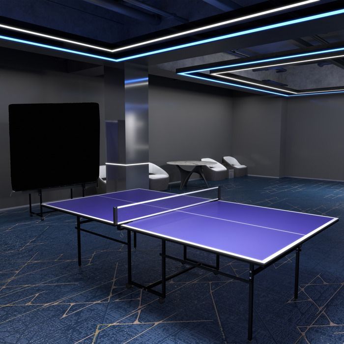 Table de tennis de table ping-pong pliable + housse de protection - SPORTNOW - pour l'intérieur et l'extérieur - bleu et noir
