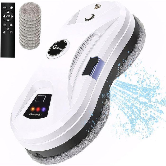 Robot limpiacristales eléctrico - GPFOUEA - 5600 Pa - 3 modos automáticos - Control remoto - 10 paños de limpieza