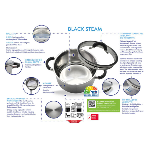 Topfset Black Steam, 4-tlg.