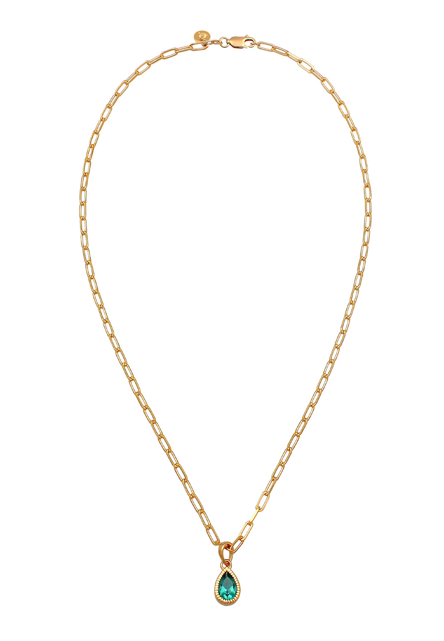 Elli PREMIUM Femmes Pendentif Goutte Maillons Aspect de chaine avec quartz en argent 925 plaqué or