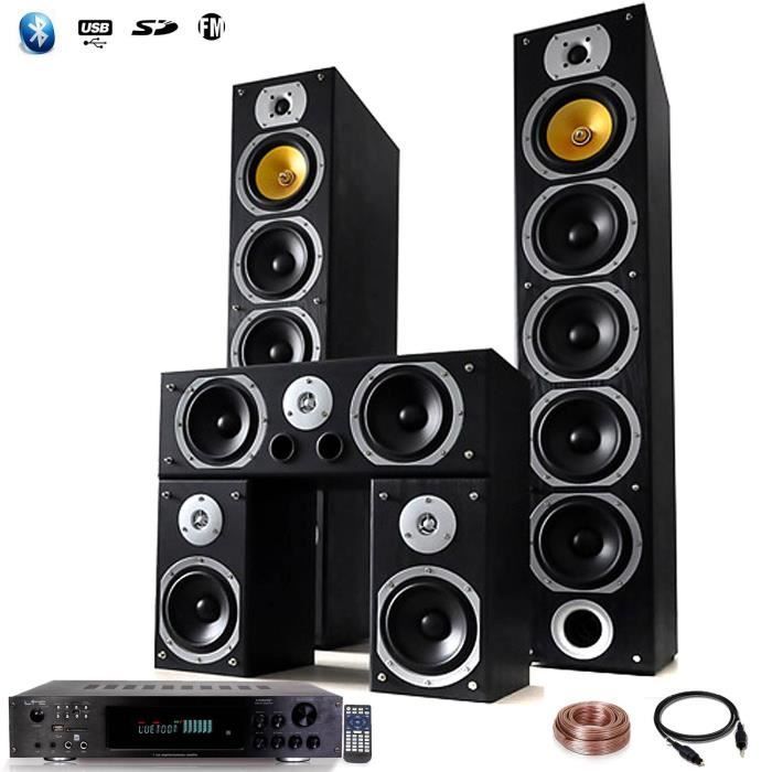 Ensemble Home-cinéma Hifi BENG - 2 Enceintes colonnes 4 voies - 2x440W - Ampli 360W - Entrée optique