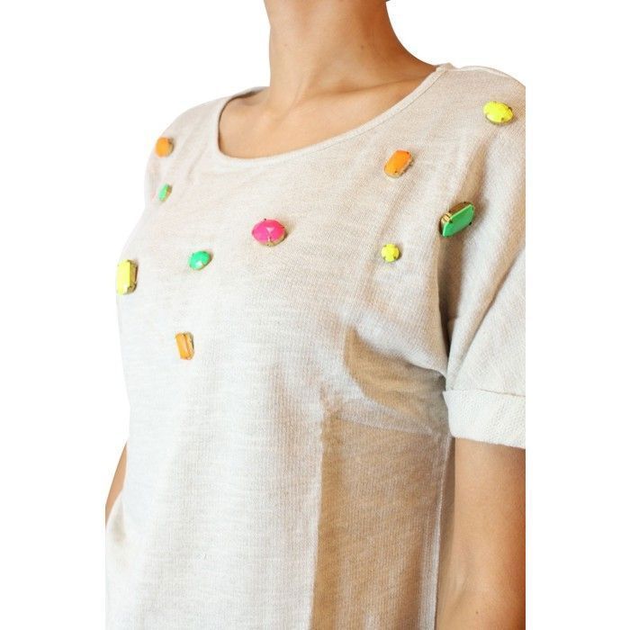 Top feminino Imagine, cor cru