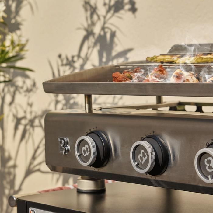 Plancha gaz inox Silvia IIG Evo 4 feux – BRASERO BY FAVEX - 10,6 kW – Plaque inox 84 x 34 cm – 12 convives – Housse incluse - Certif