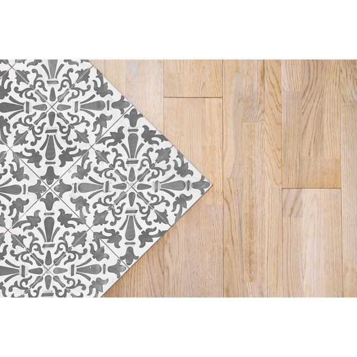 Vinyl Rug Panorama Geometric Cement Tile Pattern Grey 120x160 cm - Rug for Kitchen, Office and Living Room in PVC