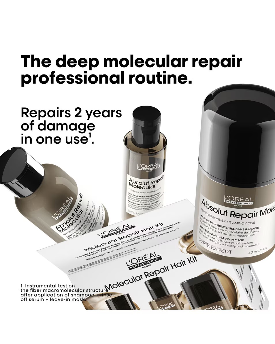 L'ORÉAL PROFESSIONNEL Absolut Repair Molecular Hair Repair Discovery Set šampūns, noskalojams serums un nenoskalojams