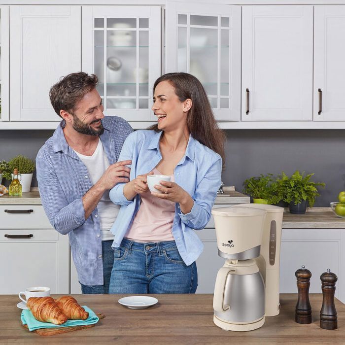 Senya Cafetière Isotherme Simple coffee 1L, Filtre Permanent et Système Anti-Goutte, Arrêt Automatique