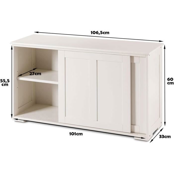 Aparador de cocina contemporáneo COSTWAY, lacado en beige, con puerta corredera y 2 estantes de MDF, 106,5 x 33 x 60 cm.