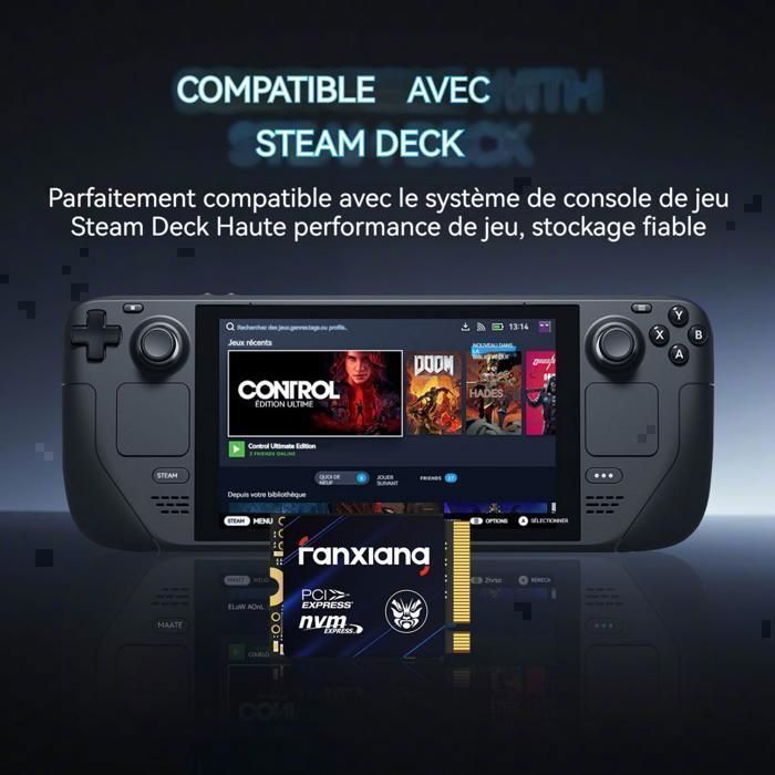 Fanxiang S700 Disque Dur SSD 1 To M2 2230 NVMe PCIe4.0 Pour Steam Deck