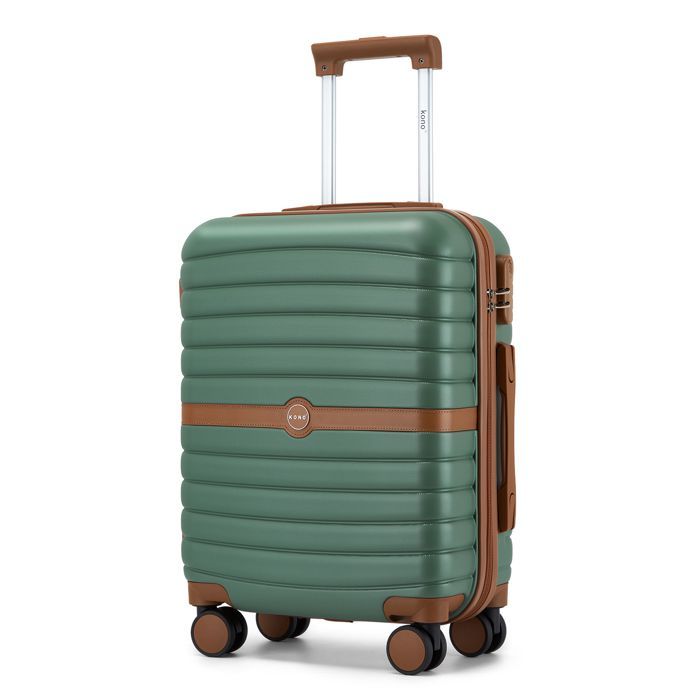 Maleta de cabina Kono, tamaño 55x40x20cm, carcasa rígida de ABS+PC, maleta de viaje pequeña con 4 ruedas y cerradura, carrito de viaje, 36L, verde