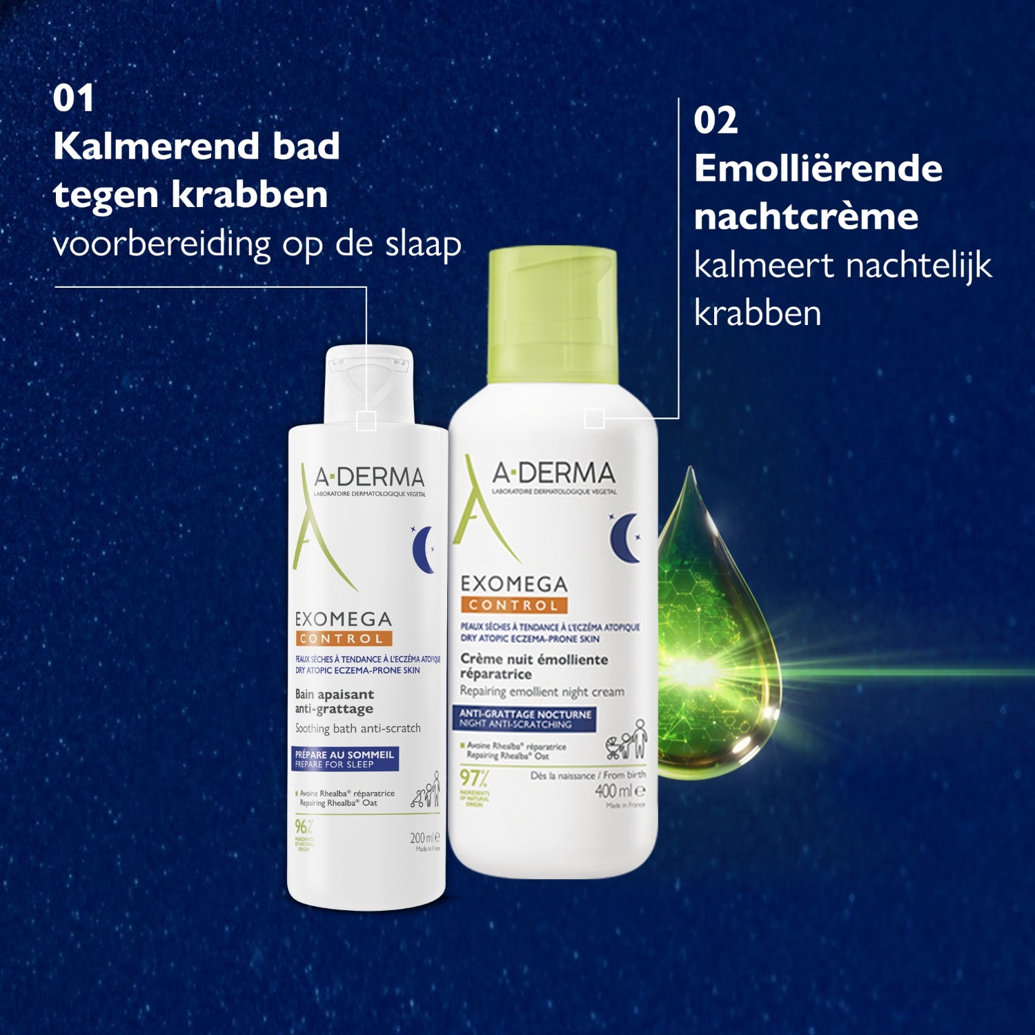 A-DERMA bērnu vanniņa Exomega Control nomierinoša vanniņa pret skrāpējumiem - 200 ml