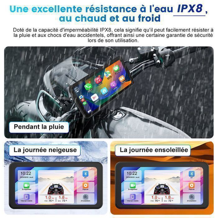 AWESAFE Moto CarPlay Android Auto con GPS Pantalla de 6.25