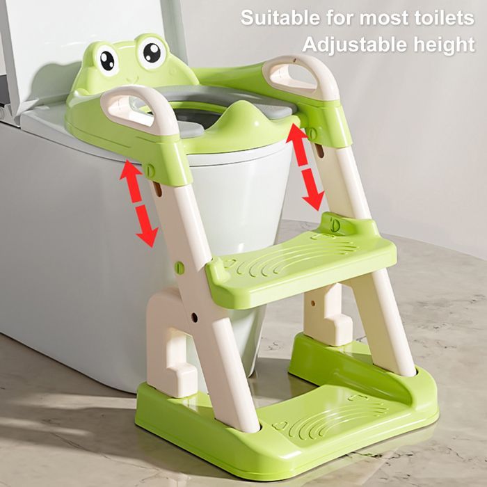 Toilettensitzverkleinerer für Kinder mit Stufe und Kissen – faltbarer Toilettensitz, höhenverstellbar für Jungen und Mädchen – ab 3 Jahren