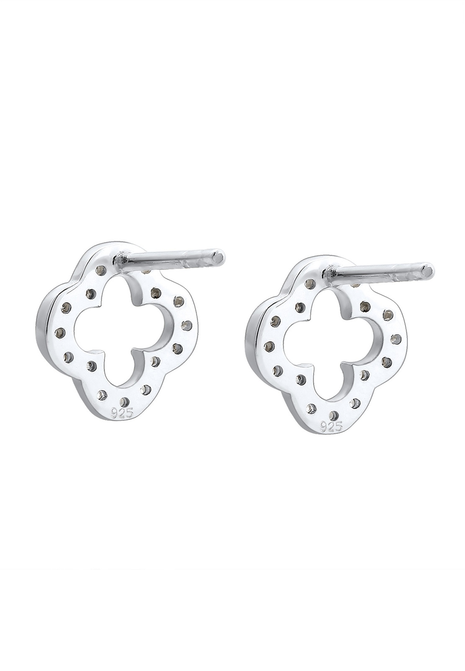 Elli Femmes Clous d'oreilles trèfle porte-bonheur avec zircon en argent sterling 925