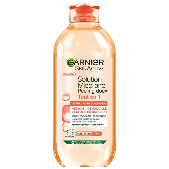 Garnier SkinActive Solution Micellaire Peeling Doux Visage Yeux et Lèvres 400 ml