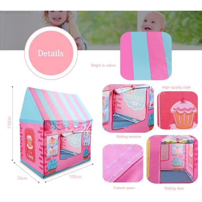 Tente de Jeu maisonnette Enfant - SWAREY - Château de Princesse - Pliable - Intérieur Extérieur