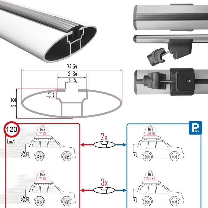 Roof bars - Toyota - Auris Touring Sport - Aluminum - Gray - Lockable