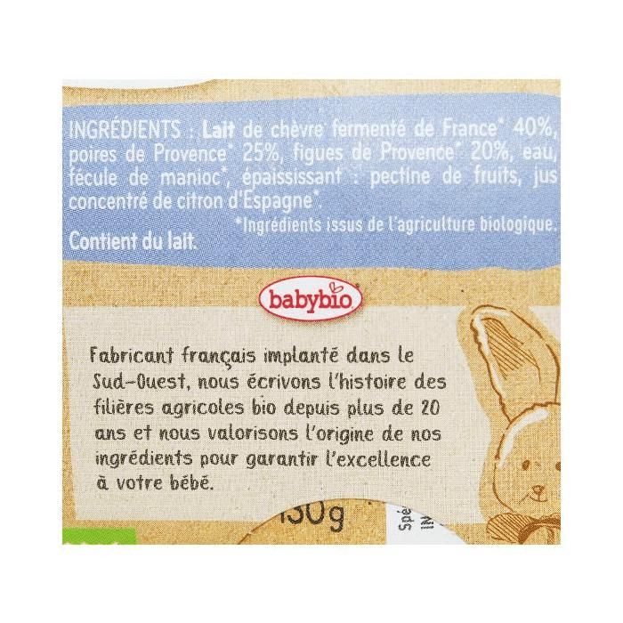 Postres Babybio con queso de cabra, pera e higo, 2 x 130 g