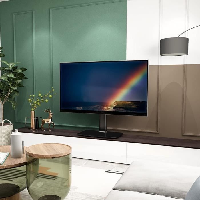 Soporte universal para televisores de 27 a 55 pulgadas con ajuste de altura y rotación de +/- 40 grados para pantallas LED, LCD y de plasma.