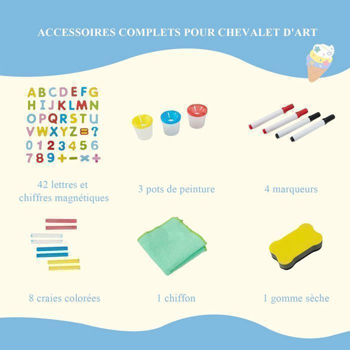 Caballete infantil de doble cara GOPLUS para niños de 3 a 8 años, altura ajustable, pizarra magnética blanca y negra, rollo de papel, imanes.