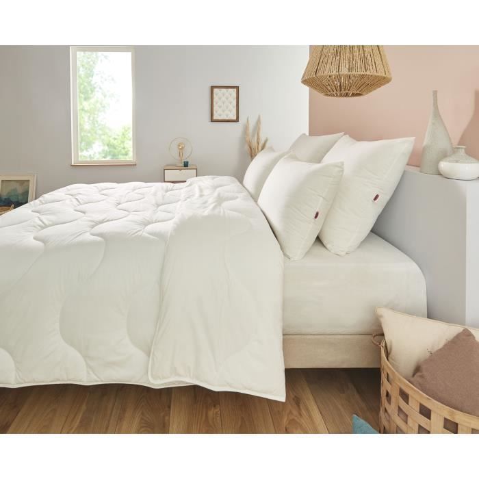 Edredón DODO CHAMPS DE LIN 140x200 cm - Cálido - 450 g/m² - Edredón individual - Suave y cálido - Antiácaros y antibacteriano - Blanco