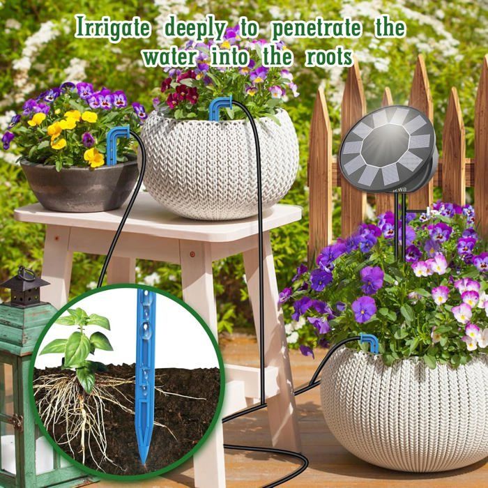Kit Arrosage Automatique Solaire 2026 – Goutte à Goutte Programmateur 10M Tuyau – Plante Balcon Jardin Intérieur