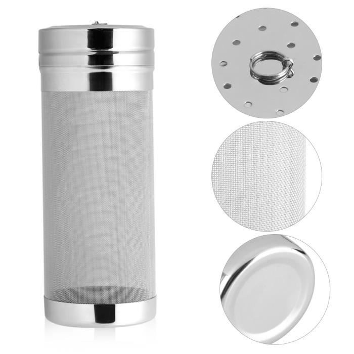 Mothinessto 300 Mini-filtre à Bière en Acier Inoxydable Panier Filtre à Bière Portable Filtre à Bière Baril pour Brassage Maison