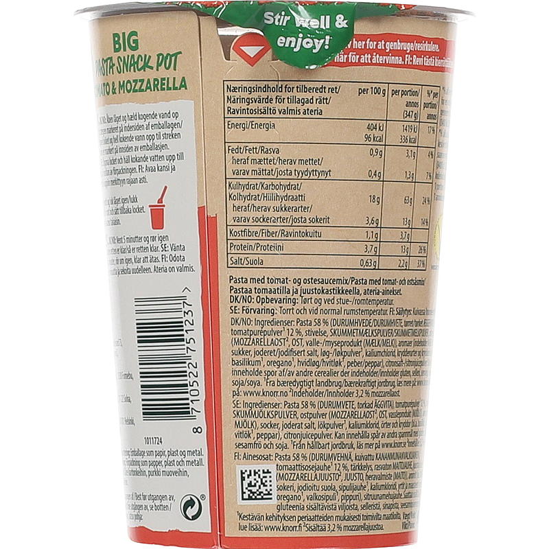 Knorr Tomaat & mozzarella grote snackverpakking 93 g Knorr