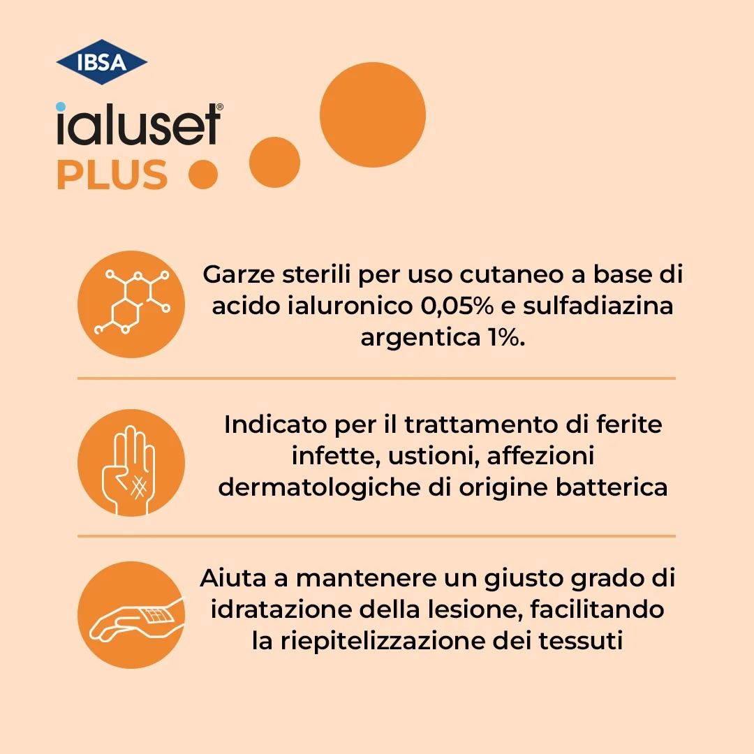 IALUSET Gasa estéril impregnada Ialuset Plus para heridas infectadas y quemaduras 10x10 cm 10 unidades
