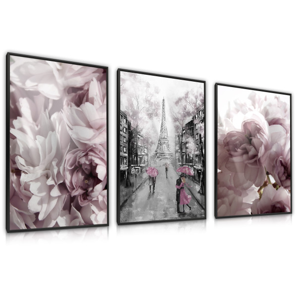 ZESTAW 3X Plakat Róże Piwonie 30x40cm