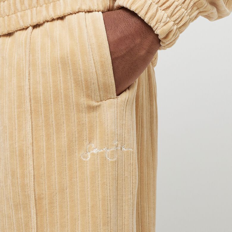 Pantaloni della tuta in velluto a righe con logo in corsivo