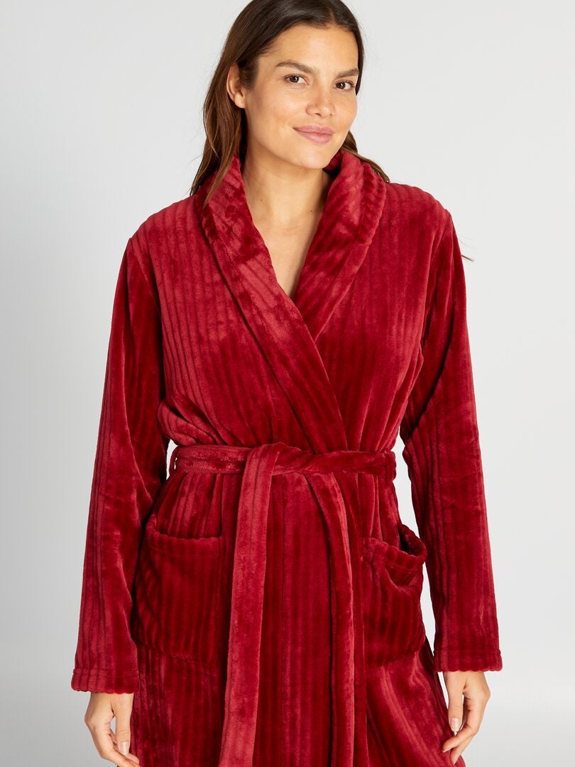 Fleece badjas - ROOD